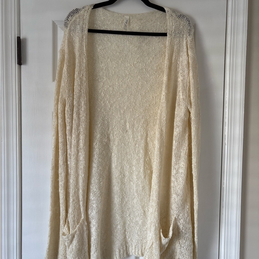 Cream Knit Open Cardigan